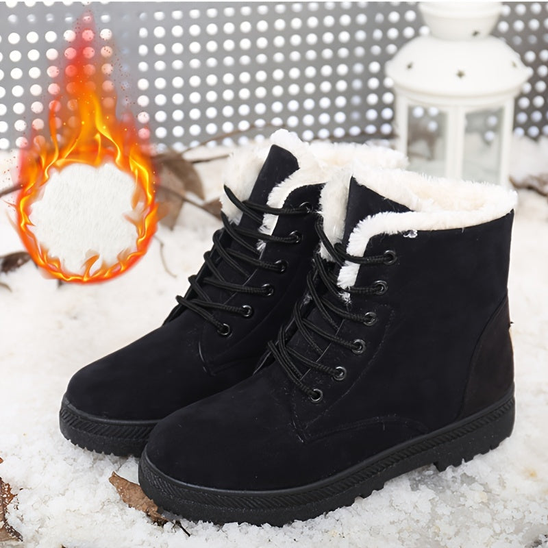 Women'S Plus Size Winter Boots - Warm Lined, Short, Round Toe, PU Sole, Warm & Stylish Outdoor Boots for Cold Weather, Winter Boots|Faux Fur Lined Boots|Sturdy Construction, Winter Boots